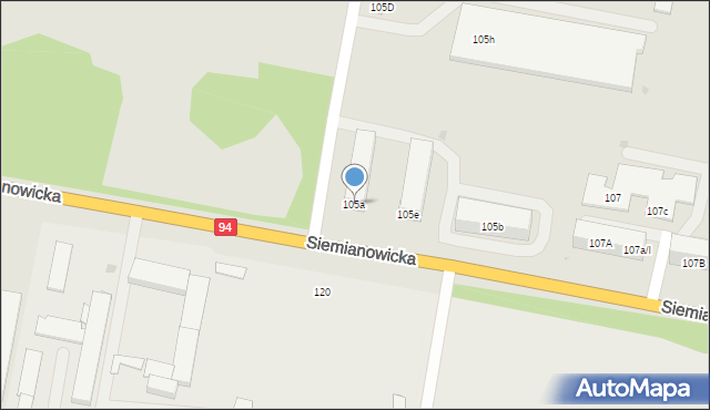 Bytom, Siemianowicka, 105a, mapa Bytomia