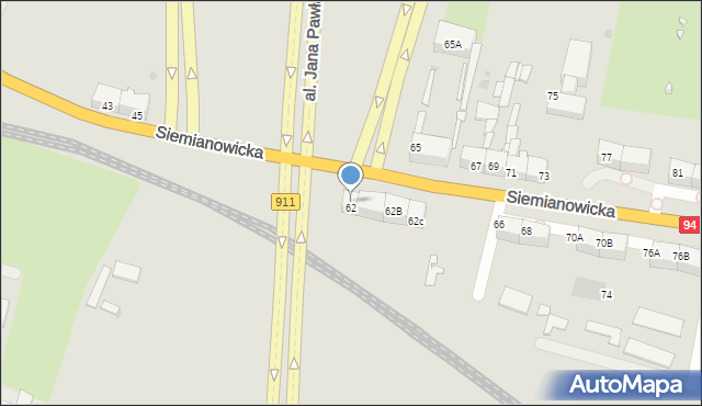 Bytom, Siemianowicka, 62A, mapa Bytomia