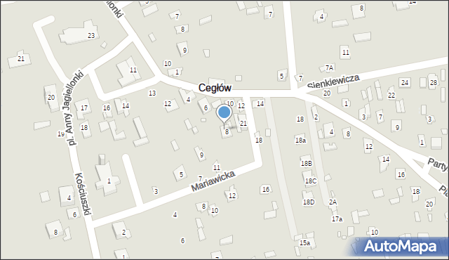 Cegłów, Sienkiewicza Henryka, 8a, mapa Cegłów