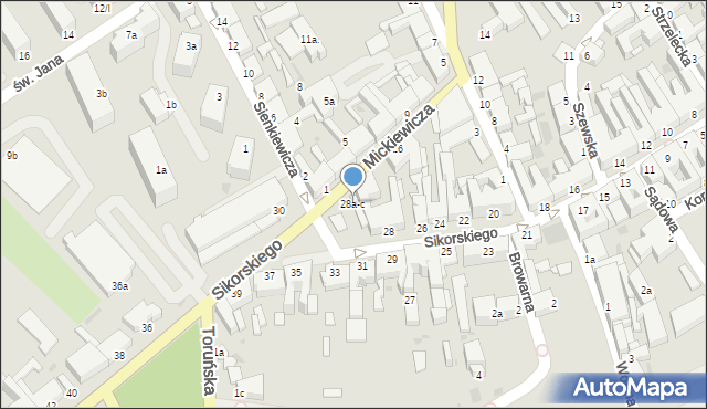 Chełmża, Sikorskiego Władysława, gen., 28a-c, mapa Chełmża