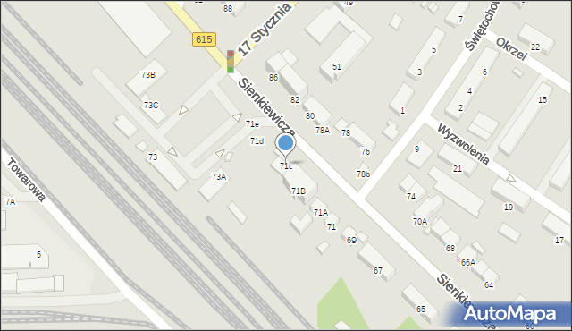 Ciechanów, Sienkiewicza Henryka, 71c, mapa Ciechanów