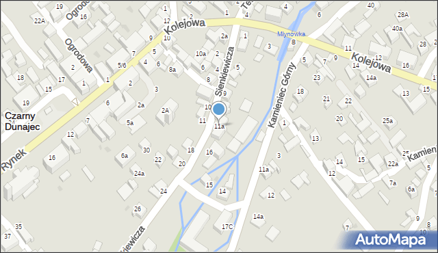 Czarny Dunajec, Sienkiewicza Henryka, 11a, mapa Czarny Dunajec