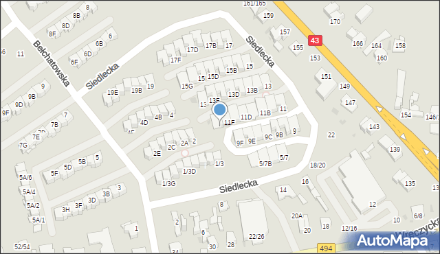 Częstochowa, Siedlecka, 11G, mapa Częstochowy