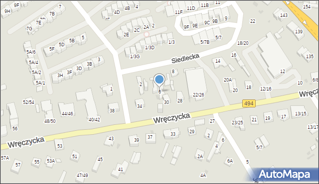 Częstochowa, Siedlecka, 6, mapa Częstochowy