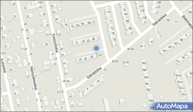 Częstochowa, Sieradzka, 1, mapa Częstochowy