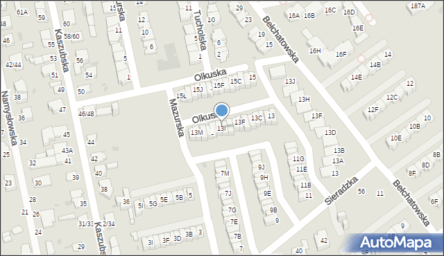 Częstochowa, Sieradzka, 13I, mapa Częstochowy