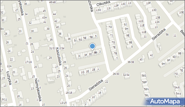 Częstochowa, Sieradzka, 3C, mapa Częstochowy