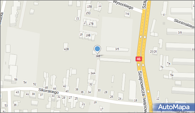 Częstochowa, Sikorskiego Władysława, gen., 34B, mapa Częstochowy