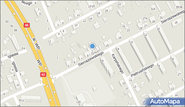 Częstochowa, Sieroszewskiego Wacława, 11, mapa Częstochowy