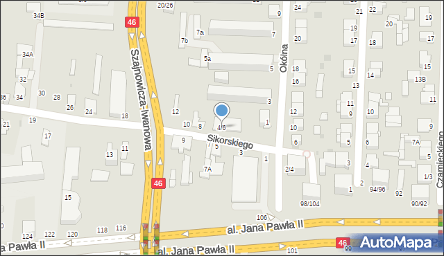 Częstochowa, Sikorskiego Władysława, gen., 4/6, mapa Częstochowy