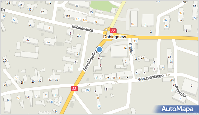 Dobiegniew, Sienkiewicza Henryka, 1A, mapa Dobiegniew