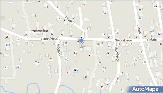 Dynów, Sikorskiego Władysława, gen., 45, mapa Dynów