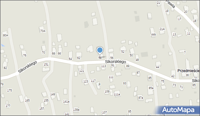 Dynów, Sikorskiego Władysława, gen., 58, mapa Dynów