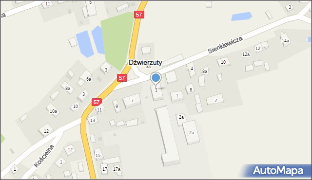 Dźwierzuty, Sienkiewicza Henryka, 1, mapa Dźwierzuty