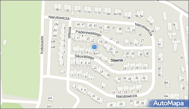 Elbląg, Sikorskiego Władysława, gen., 7, mapa Elbląga