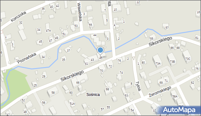 Gliwice, Sikorskiego Władysława, gen., 45, mapa Gliwic