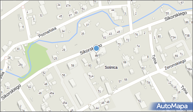 Gliwice, Sikorskiego Władysława, gen., 66, mapa Gliwic