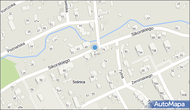 Gliwice, Sikorskiego Władysława, gen., 72, mapa Gliwic
