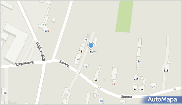 Gliwice, Sienna, 9b, mapa Gliwic