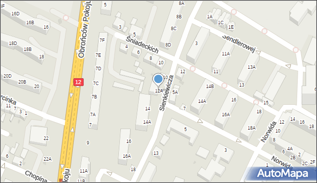 Głogów, Sienkiewicza Henryka, 12A, mapa Głogów