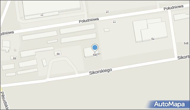 Głogów, Sikorskiego Władysława, gen., 64C, mapa Głogów