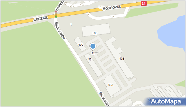 Głowno, Sikorskiego Władysława, gen., 81, mapa Głowno