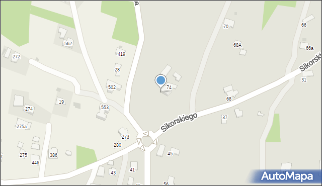 Gorlice, Sikorskiego Władysława, gen., 74a, mapa Gorlic