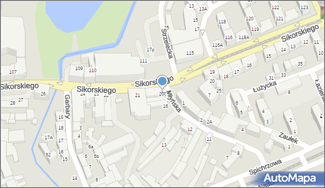 Gorzów Wielkopolski, Sikorskiego Władysława, gen., 20C, mapa Gorzów Wielkopolski