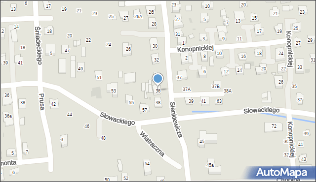 Grójec, Sienkiewicza Henryka, 36, mapa Grójec