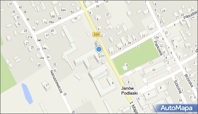 Janów Podlaski, Siedlecka, 1, mapa Janów Podlaski