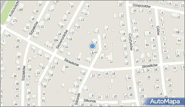 Katowice, Sikorek, 6, mapa Katowic