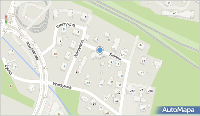 Katowice, Sienna, 7, mapa Katowic