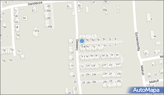 Katowice, Sielawy, 7, mapa Katowic