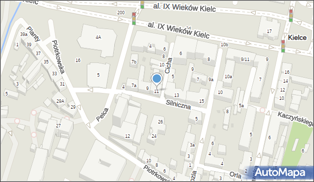 Kielce, Silniczna, 11, mapa Kielc