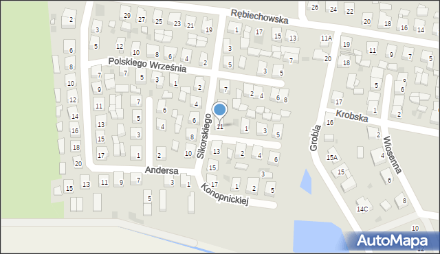 Kobylin, Sikorskiego Władysława, gen., 11, mapa Kobylin