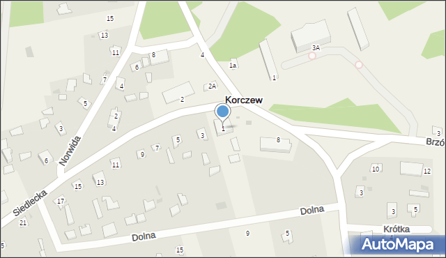 Korczew, Siedlecka, 1, mapa Korczew