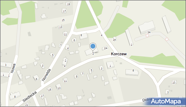 Korczew, Siedlecka, 2, mapa Korczew