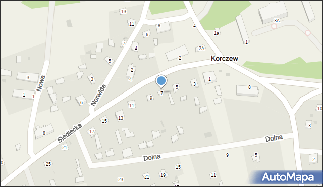 Korczew, Siedlecka, 7, mapa Korczew