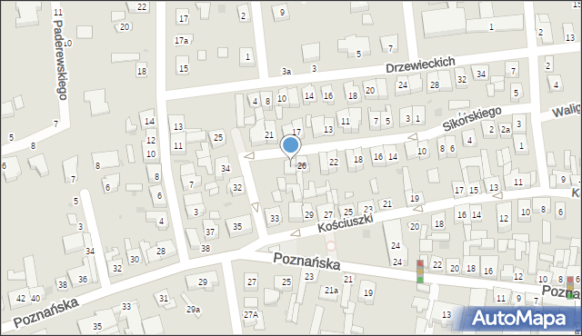 Kostrzyn, Sikorskiego Władysława, gen., 28, mapa Kostrzyn