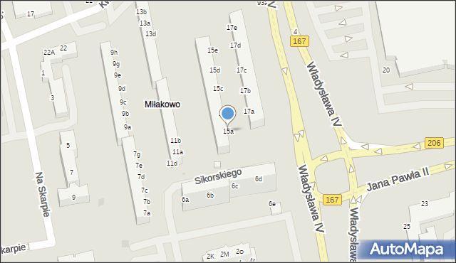 Koszalin, Sikorskiego Władysława, gen., 15a, mapa Koszalina