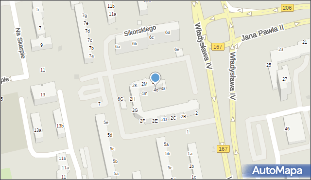 Koszalin, Sikorskiego Władysława, gen., 4o, mapa Koszalina