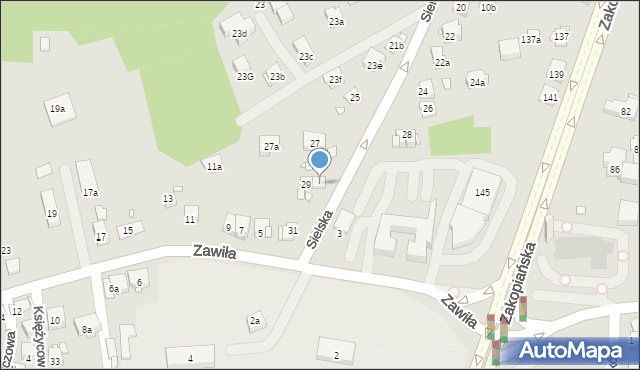 Kraków, Sielska, 29a, mapa Krakowa