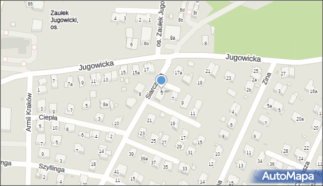 Kraków, Siarczana, 5, mapa Krakowa