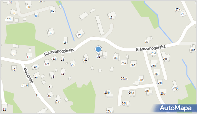 Kraków, Siarczanogórska, 24, mapa Krakowa