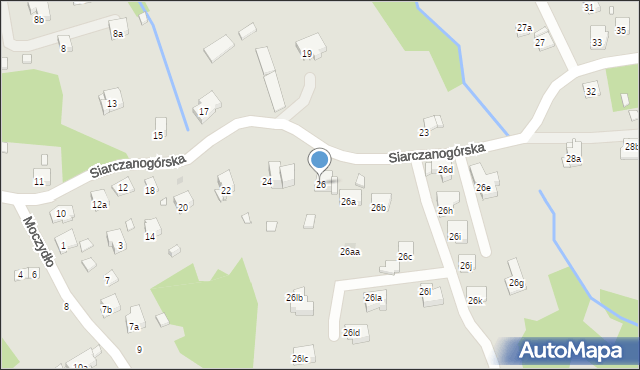 Kraków, Siarczanogórska, 26, mapa Krakowa