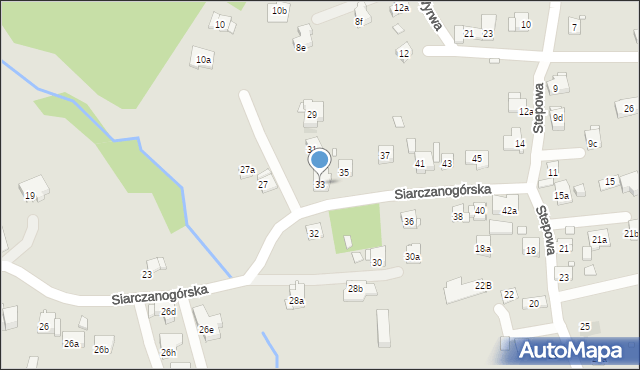 Kraków, Siarczanogórska, 33, mapa Krakowa