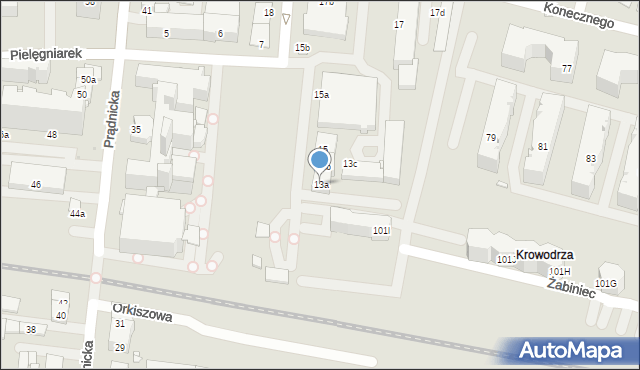 Kraków, Siemaszki Kazimierza, ks., 13a, mapa Krakowa