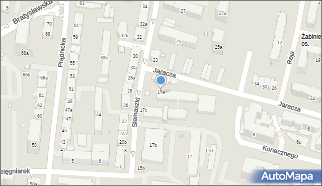 Kraków, Siemaszki Kazimierza, ks., 17e, mapa Krakowa