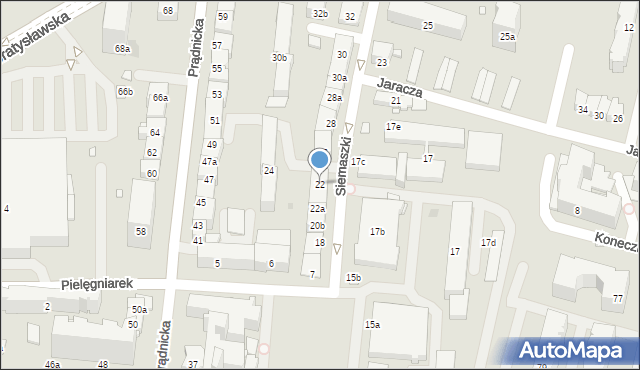 Kraków, Siemaszki Kazimierza, ks., 22, mapa Krakowa