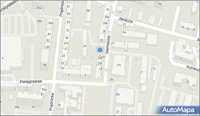 Kraków, Siemaszki Kazimierza, ks., 22a, mapa Krakowa